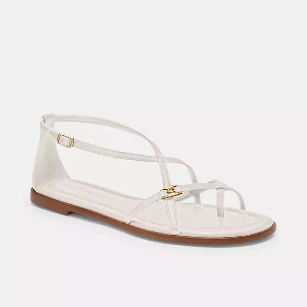 Coach Elegant White Strappy Sandals Sold Out Online Heel 0.5” EUC Wore 2 Times - Picture 1 of 9